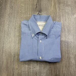 Brunello Cucinelli For BERGDORF GOODMAN White Blue Grid Check Dress Shirt Size M